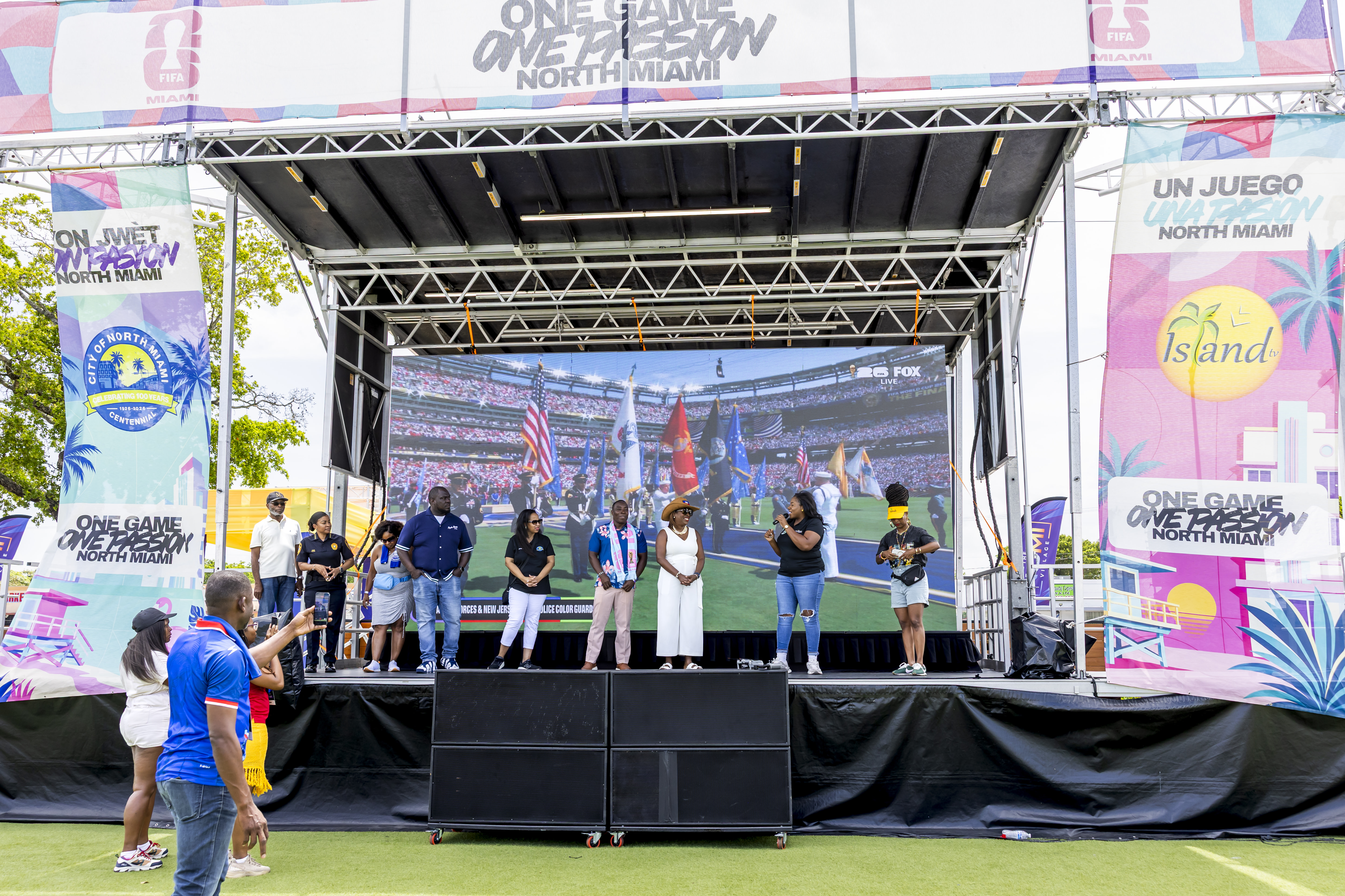 Stage with full branding and screen